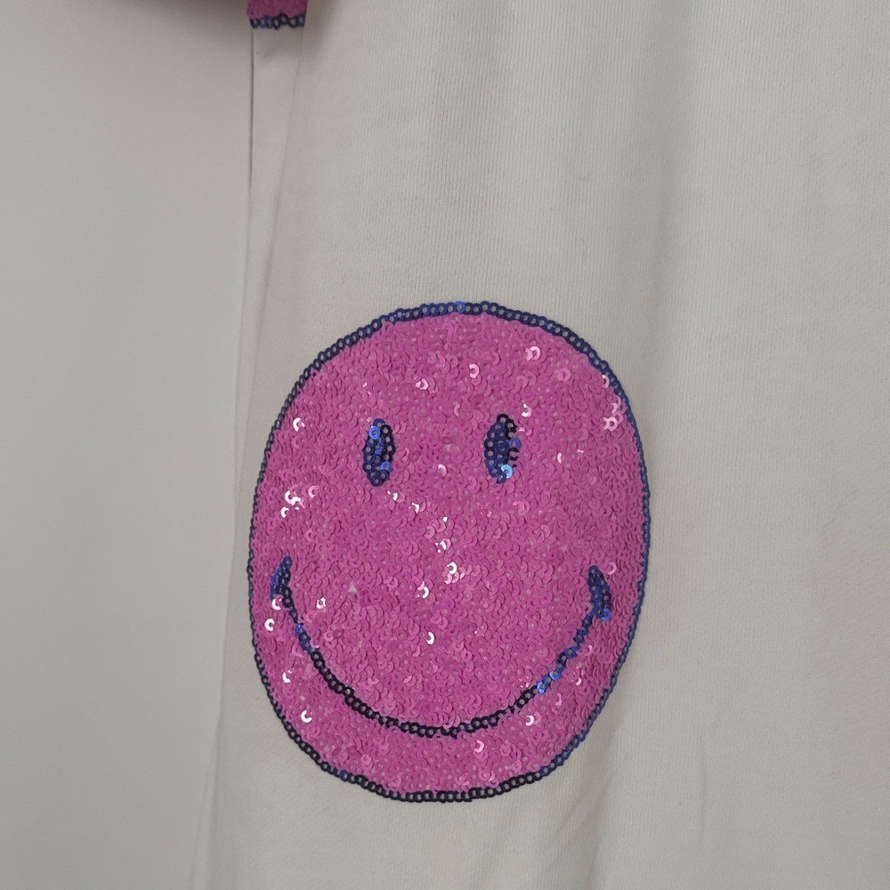 White T-Shirt Dress with Pink Smiley Faces - Picture 3 of 6